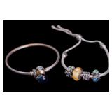 2 Vintage Pandora Charm Bracelets Sterling Silver