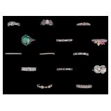 14 Sterling Silver Rings 39 grams
