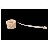 Carved Relief Brush Pot, Elephant Letter Opener