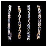 4 Sterling Silver & Sapphire Bracelets