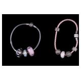 2 Pandora Sterling Silver Charm Bracelets