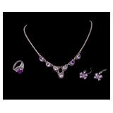 Sterling Silver Amethyst Jewerly Set 17 grams