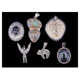 6 Native Amer. / SW Sterling Pendants