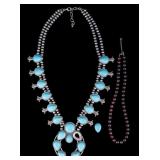 Costume Squash Blossom & Red Stone Necklace