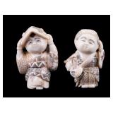Pair of Netsuke Carving of Man & Woman