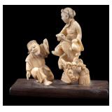 Antique Japanese Carved Figure on Turtle Back