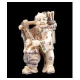 Antique Japanese Carved Figure of Man and Child