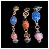 3 Scarab Beetle Egyptian Design Bracelets 2 GF
