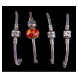 4 Vintage Sterling Silver Pandora Charm Bracelets