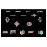 16 Sterling Silver Rings 76 grams