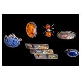 6 Sterling Silver Brooch Pins 30 grams