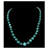 2 Malachite Beaded Necklaces one is Sterling