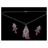Antique Style Sterling Silver Necklace, Earrings