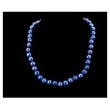 Blue Cultured Pearl Necklace w/ Sterling Clasp