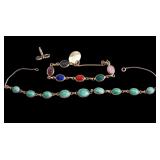 GF Bracelets & Ring Green Glass, Scarab