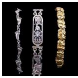 3 Unusual Sterling Silver Bracelets 33 grams