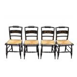 Antique 19th C Hitchcock Style Rush Seat Chairs
