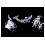 3 Sterling Silver Brooch Pins 43 grams