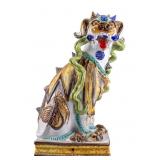 Monumental Wucai Earthenware Foo-Dog