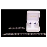Sterling Silver & Purple Gray Pearl Jewerly Set