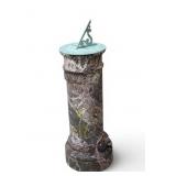 Italian Marble Pedestal with Bronze Sundial