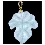 Carved Green Jade Pendant with 14k Gold Bale
