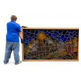 Large Framed Stained Glass Built in Backlight