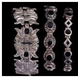 3 Antique Sterling Silver Bracelets 67 grams