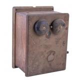 Early Crank-Operated Wooden Bell Box