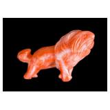 Natural Carved Coral Lion Figure
