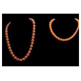 2 Large Amber Color Necklaces
