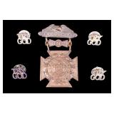 Tiffany & Co Bronze Medal & Sterling Lapel Pins