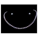 Cultured Black Pearl Necklace and Stud Earrings