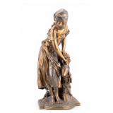 Bronze Figural Sculpture of Girl at Water Pump