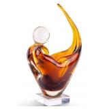 Hand-Blown Amber Art Glass Vase