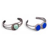 2 Native American 925 Silver Cuff Bracelets