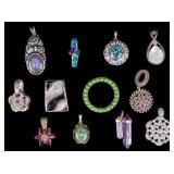 11 Sterling Silver Pendants 60 grams
