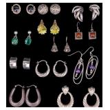 12 Pair of Sterling Silver Earrings 75 grams