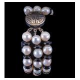 Vintage Asian Sterling Silver & Pearl Bracelet