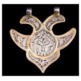 Oriental Silver Pendant with Gold Wash