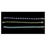 3 Colorful Sterling Bracelets 46 grams