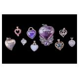 9 Heart Shaped Sterling Silver Pendants