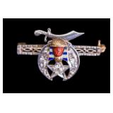 14K Gold Diamonds Antique Masonic Brooch