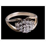 14K Yellow Gold Diamond Cluster Ring