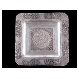 Chinese Silver Plated Copper Tray, Dragon Relief