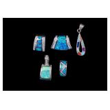 Colorful Opal Like Sterling Pendants