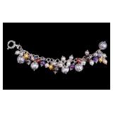 Vintage Italian 925 Silver Bracelet Puffy Charms