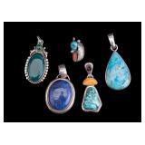 5 Southwestern Style Sterling Silver Pendants