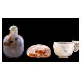 Chinese Snuff Bottle, Geode, Jade Cup