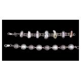 2 Sterling Silver & Pearl Bracelets 65 grams